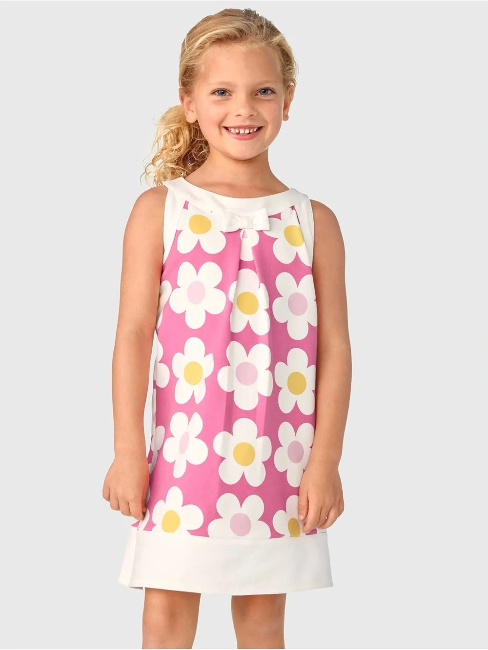 Gymboree Girls Daisy Flower Print Ponte Knit Shift Dress Pink White Yellow Sz 6